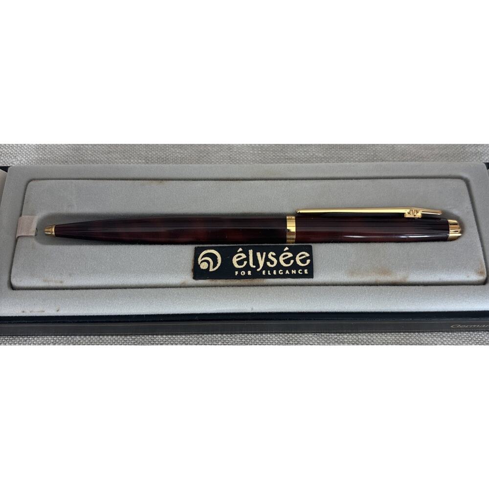 Elysee En Vogue Laque Brown Ballpoint Pen Mint W Case And Box